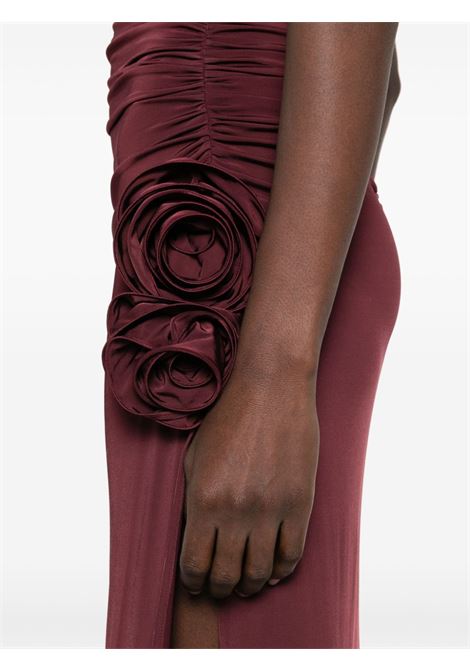 Burgundy draped roll-neck midi dress Magda butrym - women MAGDA BUTRYM | 235425BRD